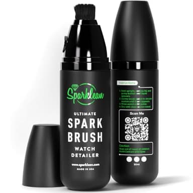 Sparklean SparkBrush Watch & Jewelry Cleaner Kit · Pre-Filled Brush with 30ml Solution Inside · 200+ Cleans · Ammonia-Free pH-Balanced · for Steel, Gold, Ceramic, Titanium & Rubber