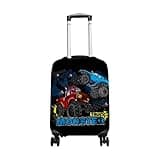 Kuizee Travel Luggage Cover Suitcase Cover Blue Monster Truck Boy Baggag Protector Dustproof Durable Elastic S Fits 18-20 Inch