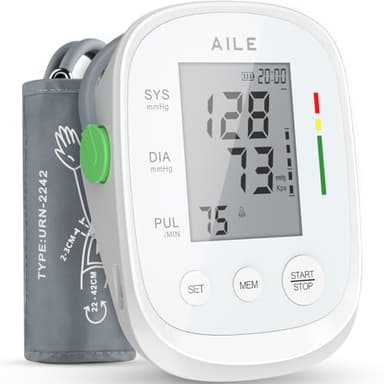 AILE Blood Pressure Monitor, Blood Pressure Machine Upper Arm Large Cuff(8.7"-16.5"), High Automatic Blood Pressure Monitors Cuff for Home Use, (BP) Manual Arm Blood Pressure Monitors, 2 * 99 Memory
