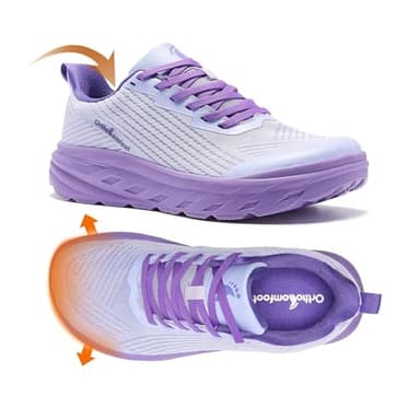 Women's Orthopedic Diabetic Wide Sneakers: Stylish Flat Feet Arch Support Achilles Tendonitis Recovery Tennis Shoes, Fashion Plantar Fasciitis Neuropathy Breathable Sneakers Purple Size 6.5
