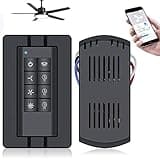 Universal Smart WiFi Ceiling Fan Remote Control Kit, Ceiling Fan Control and Dimmer Light Switch, Compatible with Alexa, Google Assistant and Smart Life App, 3 Speed, Timing, Remote Control