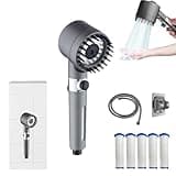 Ion Shower Drops Head Filtered Showerhead, Turbo Showerhead, Shower Head with Filter - Pressure Boosting Showerhead, Adjustable Settings with Hose (1 set)