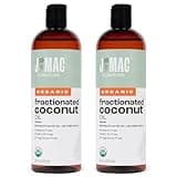 J Mac Botanicals, Organic Fractionated Coconut Oil (32 oz - 2 Pack 16 Ounce Bottles) Carrier Oil for diluting Essential Oils, Hair and Skin Conditioner, Massage