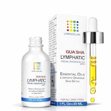 Bruizex Lymphatic Drainage Oil for Face & Neck Massage, Coconut & Jojoba Oil for Skin Facial Oil for Gua Sha or Jade Roller, Boosted with Vitamins E & C, Hyaluronic Acid & Retinol - 1 Fl Oz