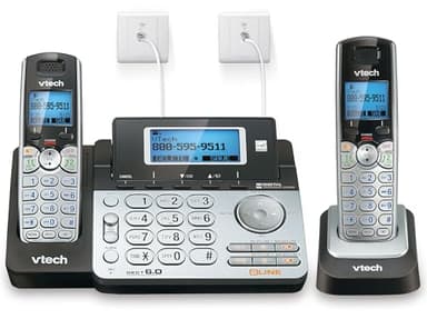 VTech DS6151-2 2-Line Expandable Cordless Phone System with 2 Handsets, Digital Answering System, Caller ID, DECT 6.0 - Home & Small Business (Black/Silver)