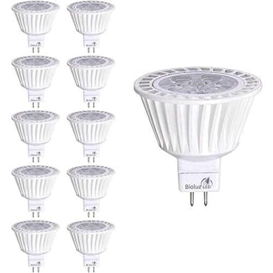 Bioluz LED 10 Pack MR16 LED Bulb Dimmable 50W Halogen Replacement 3000K 7w 12V AC DC UL Listed High CRI