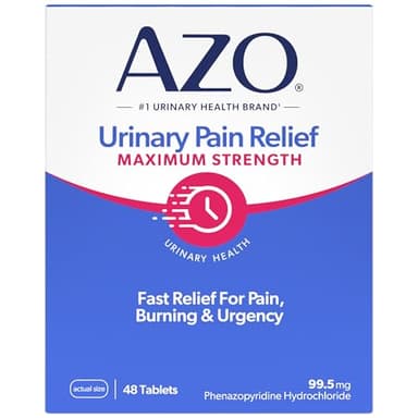 AZO Urinary Pain Relief Maximum Strength | Fast Relief of UTI Pain, Burning & Urgency | Targets Source of Pain | #1 Most Trusted Brand | 48 Tablets