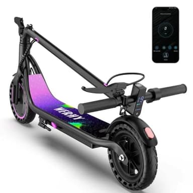WERHY Electric Scooter, 350W/500W Powerful Motor, 19/22 MPH Max Speed, 15/23 Miles Range, Lightweight Foldable Kick Scooter with Dual Braking Systems, Smart APP