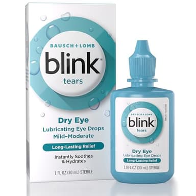 BLINK Tears Lubricating Eye Drops, Moisturizing & Soothing for Mild to Moderate Dry Eyes, with Hyaluronate, Reduces Discomfort, Long-Lasting Hydration, Soothes & Moisturizes, 1 Fl Oz