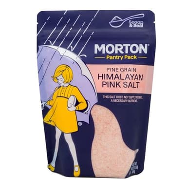 Morton Himalayan Pink Salt Fine Grain, All-Natural Pink Himalayan Salt, 1 lb Resealable Pouch, Ideal for Cooking, Baking, Seasoning & Everyday Use