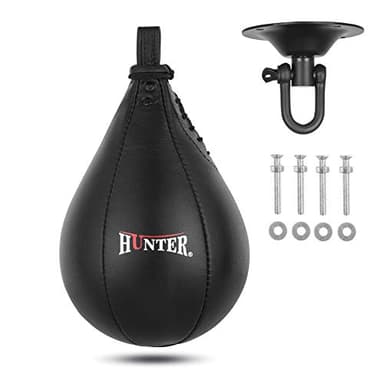 Hunter Leather Speed Bag with Hanging Swivel - Boxing Training Bag for Speed & Accuracy