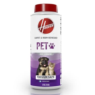 Hoover Pet Carpet and Room Refresher, 32 oz, Carpet Powder, Pet Odor Remover, Mountain Breeze Scent, Vacuum Cleaner Safe, For Use on Carpets, Rugs, Couches & More, For Home Use