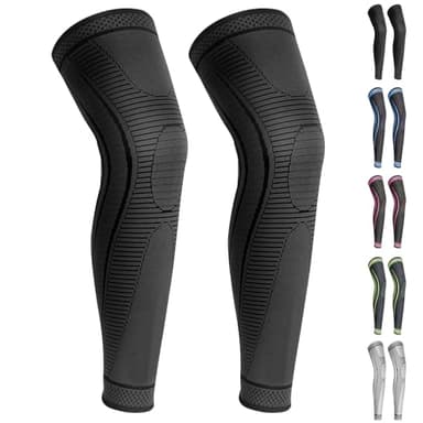 Ruilaibao 2 Pack Full Leg Compression Sleeves, Long Knee Brace Support for ACL,PCL, Meniscus Tear, Arthritis, Tendinitis,Men And Women (Black, Large)