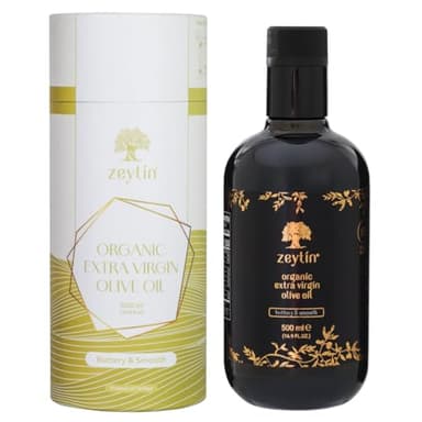 Zeytin Organic Olive Oil Extra Virgin - GOLD MEDAL & Early Harvest - Fresh 2024 Harvest, Bottled in Jan 2025 - New Luxury Packaging - Keto & Cold Pressed - Buttery & Smooth (16.9fl oz - 1 Pack)