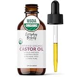 Organic Castor Oil - 100% Pure Certified USDA Organic, Cold Pressed & Hexane-Free, For Eyelashes, Eyebrows, Hair, Skin & Wellness Packs - 2 Fl Oz Glass Bottle & Dropper