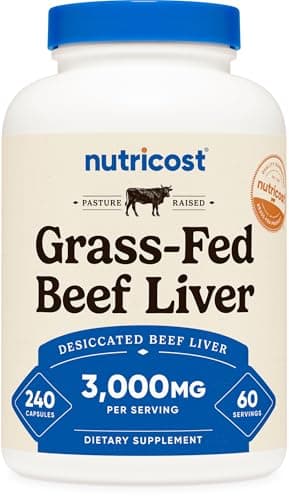 Nutricost Grass Fed Desiccated Beef Liver Capsules 3000mg Per Serv (750mg Per Cap), 240 Cap for 60 Servings - No Hormones, GMO and Gluten Free, Pasture-Raised, Free Range Beef