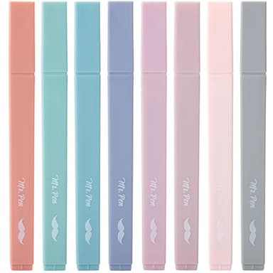 Mr. Pen- Aesthetic Cute Highlighters, 8 pcs, Chisel Tip, Earthy Colors, Assorted Colors,No Bleed Bible Pastel Highlighter Set