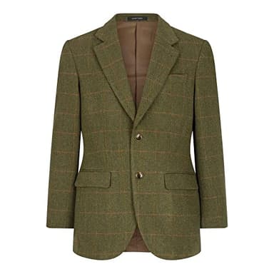 Walker and Hawkes Men’s Classic Derby Tweed Windsor Blazer – Elegant Country Jacket for Formal & Casual Occasions, Dark Sage - 40