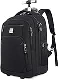 UKEIN Rolling Backpack,16inch Wheeled Laptop Backpack, Carry on Underseat Bag with Wheels, Overnight Weekender Small Travel Suitcase for Men Women