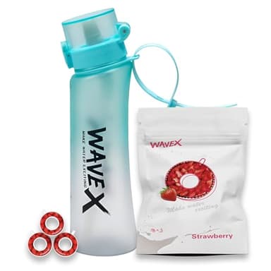 WAVEX Flavored Water Bottle That Makes Plain Water Enjoyable, Aroma-Powered Hydration, Includes 3 Strawberry Aroma Flavor Scent Pods, No Sugar or Additives, 0 Calorie, (600ml, Sea Breeze Turquoise)