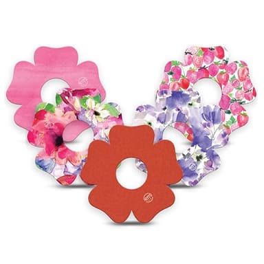 ExpressionMed - Libre 3 Adhesive Patches (5-Pack) - Waterproof, Sweatproof, Non-Fraying, Pre-Cut Flower CGM Sensor Covers - Valentine’s 2026 - Made in USA