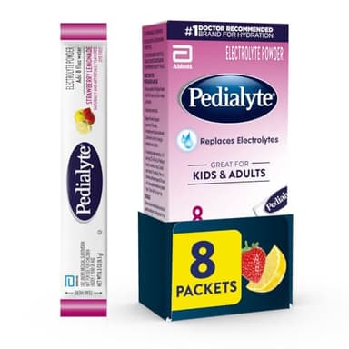 Pedialyte Electrolyte Powder, Hydration Drink for Kids & Adults, Strawberry Lemonade, 8 Powder Packets