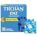 TROJAN ENZ Lubricated Condoms, Latex Condoms For Contraception and STI Protection, America’s Number One Condom, 36 Count Value Pack