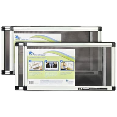 Fenestrelle Expandable Window Screen – 10″ H × 19″–36″ W Horizontal, 2‑Way Adjustable Window Screen with Flame Resistant Fiberglass Mesh, Pack of 2