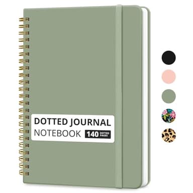 Taja Dotted Spiral Journal Notebook for Women & Men, 140 Pages, Dotted Notebook for Journaling & Note Taking, Journals for Writing, A5(5.7" x 7.9") – Green