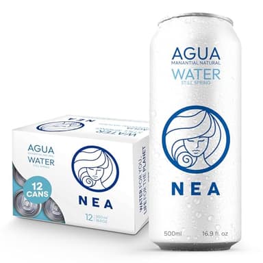 NEA Canned Water - Austrian Alps Spring Mineral Can Water in Aluminum Cans - Plastic Free BPA Free 16.9oz (1 Case - Pack of 12)
