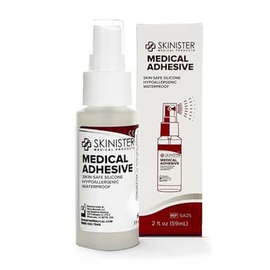 Skinister Medical Adhesive Spray – Silicone Skin Glue for Ostomy Supplies, Ileostomy, Colostomy & Urostomy, Stoma & Ostomy Bag Adhesive, Breast Forms, Condom Catheters, Prosthetics, SFX Makeup | 2oz