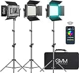 GVM RGB LED Video Light with Bluetooth Control, 880RS 60W Photography Lighting kit Dimmable LED Panel with LCD Screen, 3 Packs Studio Light for YouTube, Streaming, Gaming, 8 Applicable Scenes, CRI97
