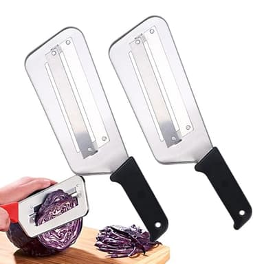 2 Pcs Cabbage Chopper Shredder - Stainless Steel Kitchen Knife for Slicing, Grating & Shredding - Perfect for Sauerkraut, Coleslaw, Vegetables - Sharp Blades, Easy to Clean & Durable (2 Pcs Black)