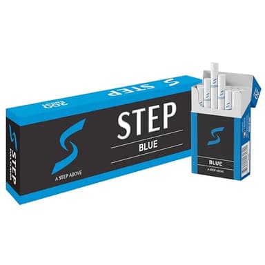 STEP Blue Light Smooth Herbal Cigarettes - Full Carton - Tobacco & Nicotine Free - Tastes Like a Real Cigarette (10 Boxes = 200ct)