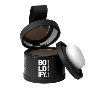 BOLDIFY Hairline Powder - Root Touch Up Hair Color for Gray Coverage - Bald Spot Concealing Hair Powder for Women & Men - 24-Hour Stain-Proof - Medium Brown