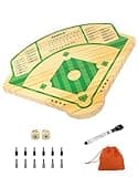 Baseball Board Game,Baseball Dice Board Game,Solid Wood 20mm Thick,10 Pieces and Dice,Markers,Manual Included,Portable