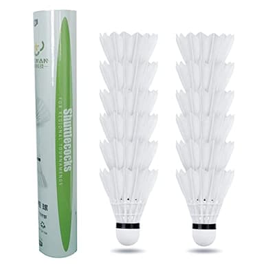 ZHENAN Goose Feather Badminton Shuttlecocks,12 Pack Feather Badminton Birdies-Hight Speed Training Birdie Ball for Indoor and Outdoor Sports,Highly Stable & Durable Shuttle Balls