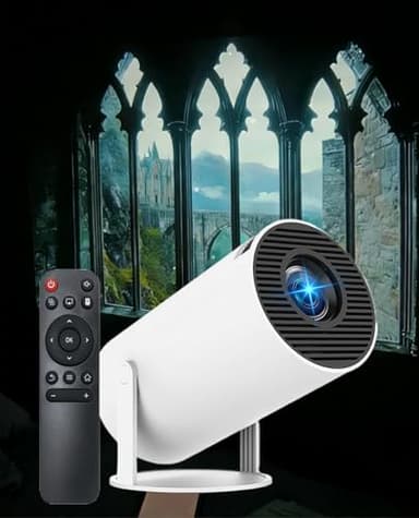 Projector for Reading – Window Projector with 30+ Built-In Scenes, Mini 4k Supported Smart Projector with Wifi & Bluetooth, Auto Keystone, Cozy Reading & Bedroom Immersion (White)