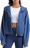 Colorfulkoala Women's Fleece Lined Oversized Hoodies Full-Zip Casual Workout Sweatshirts with Thumb Holes（XS-S,Titan