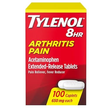 Tylenol 8HR Arthritis Pain Relief Caplets, Fast, Strong Pain Relief, 650 mg Acetaminophen for Minor Arthritis & Joint Pain, Fever Reducer, Extended Release, Won't Irritate Stomach, 100 Count