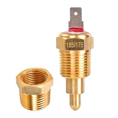 Electric Cooling Fan Thermostat Switch with 3/8" Pipe Thread, 185 to 175 Degree Fan Thermostat Temperature Switch, Automotive Engine Radiator Temp Sensor Switch for 10" 12" 14" 16" Fan