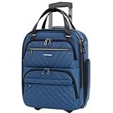 KROSER Carry On Underseat Multi-functional, 16-inch Underseater Lightweight Overnight Suitcase for Women, Haze Blue
