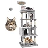 Globlazer S72 Heavy Duty Cat Trees for Large Cats, Sturdy 72in Maine Coon Cat Tree for Large Cats 20 lbs+ Heavy Duty Cat Tower for Adult Biggest Cats with 6 Scratching Posts, Hammock, Light Grey