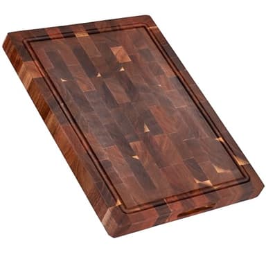 End Grain Butcher Block Cutting Board [1.5" Thick]. Made of Acacia Wood and Conditioned with Beeswax, Flaxseed Oil & Lemon Oil. 16" x 11" Chopping Board by Ziruma.