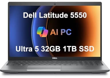 Dell Latitude 5550 5000 Business AI PC Laptop (15.6" FHD Anti-Glare, Intel 12-Core Ultra 5 125U (Beat i7-1355U), 32GB DDR5 RAM, 1TB SSD) Backlit, FHD RGB Webcam, Thunderbolt 4, Ethernet, Win 11 Pro