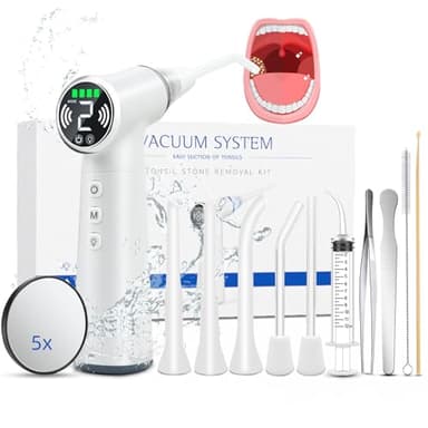 Upgraded Tonsil Stone Remover Tool - Rechargeable Tonsil Stone Vacuum with LED Light & 11-in-1 Probes, Instant Suction for Bad Breath Relief, Safe Silicone/Glass Tip for Tonsilloliths Removal