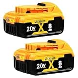ANTOOLOCKER Replacement for Dewalt 20V Max Battery: 8.0Ah Lithium Batteries Compatible with Dewalt Battery DCB208 DCB200 DCB206 DCB205 DCB204 DCB203 DCB180 Cordless Power Tools, 2 Pack