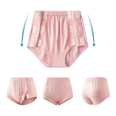 SOEDZUNG Post Surgery Tearaway Underwear for Women, Reusable Stick-On Briefs, Incontinence & Elderly Care, Hip Knee Surgery, Breathable Cotton（Pink，L）