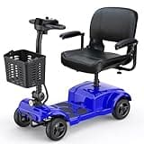 ENGWE 4 Wheel Folding Mobility Scooter for Adults Seniors - Upgrade Thicker Cushion 265lb Capacity 250W 24V12A Compact Heavy Duty Motorized Scooter with Basket Headlight Horn 15.5miles Range(Blue)