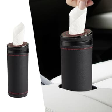 Car Tissues Holder, Multifunctional Tissue Cylinder Boxes, Car Tissues Canned, Travel Tissue Tubes, Car Box Container Fit for Car Cup Holder Home Bathroom Office (Black)
